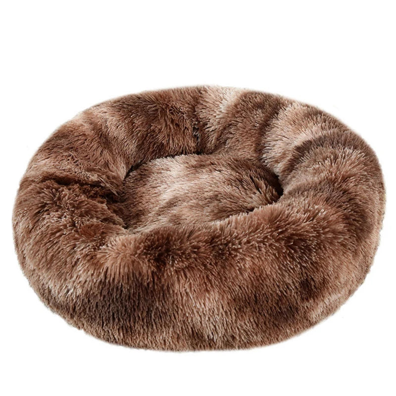 Round Plush Dog & Cat Bed – Warm Washable Pet Sofa for Winter