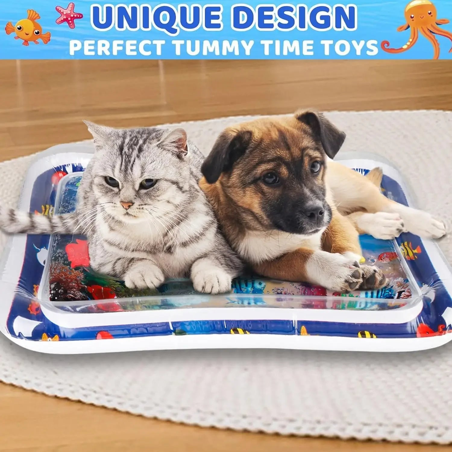 Inflatable Pet Water Play Mat – Ocean-Themed Sensory Mat for Cats & Dog