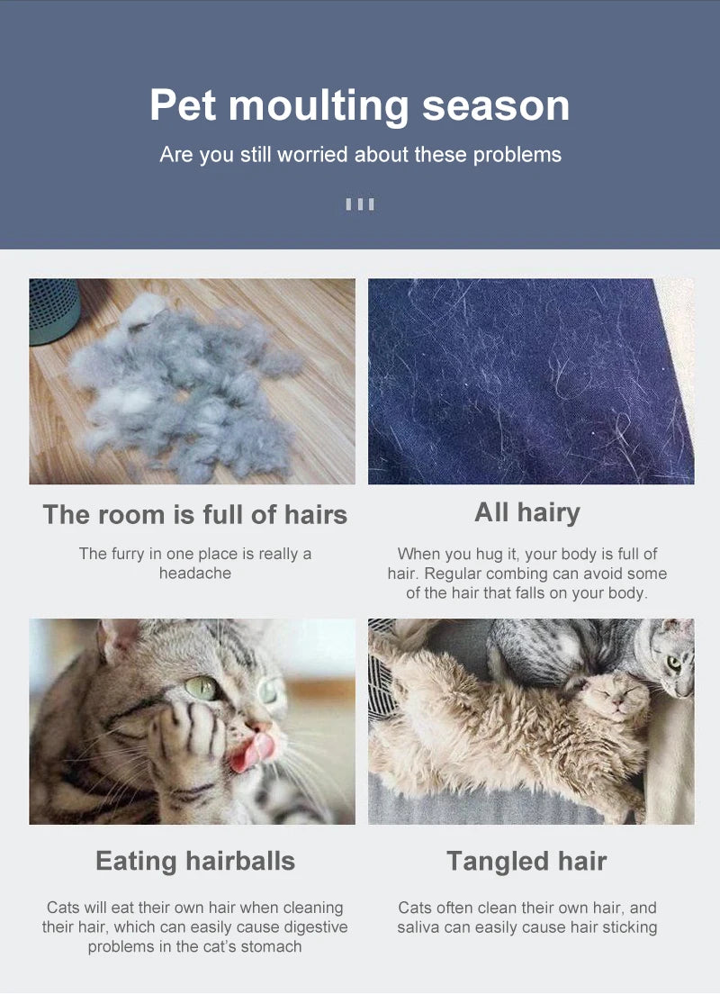 Pet Hair Remover Brush – Grooming Comb for Long-Haired Dogs & Cats