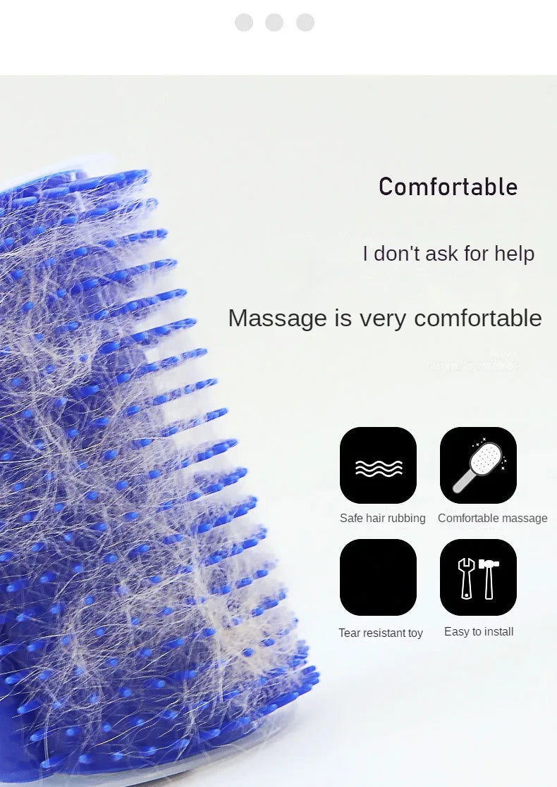 Wall Corner Cat Self-Groomer – Bristle Brush Scratcher with Massaging Arch