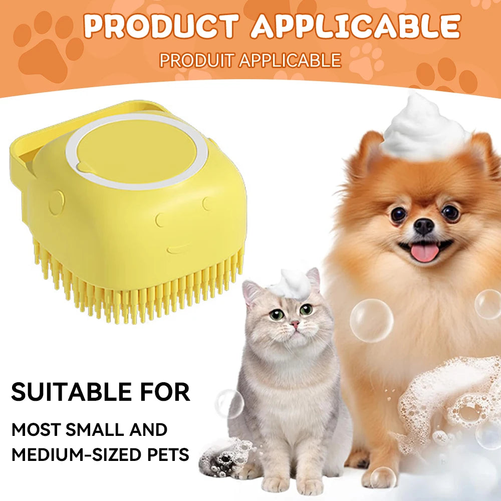 Silicone Dog Bathing Brush – Pet Shampoo Dispenser & Massage Grooming Tool