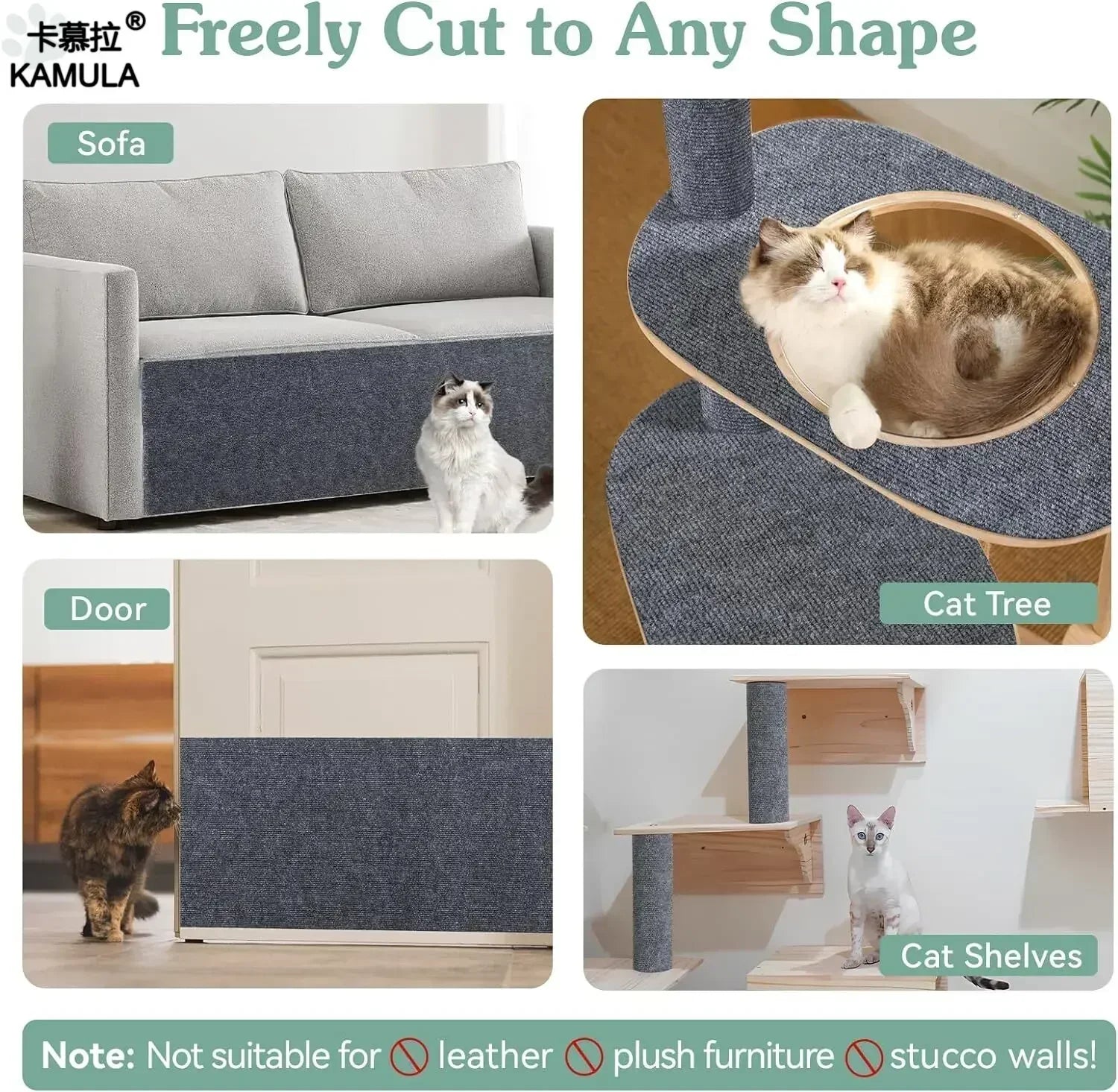 Self-Adhesive Cat Scratcher Pad – Sofa & Wall Protector Scratch Mat