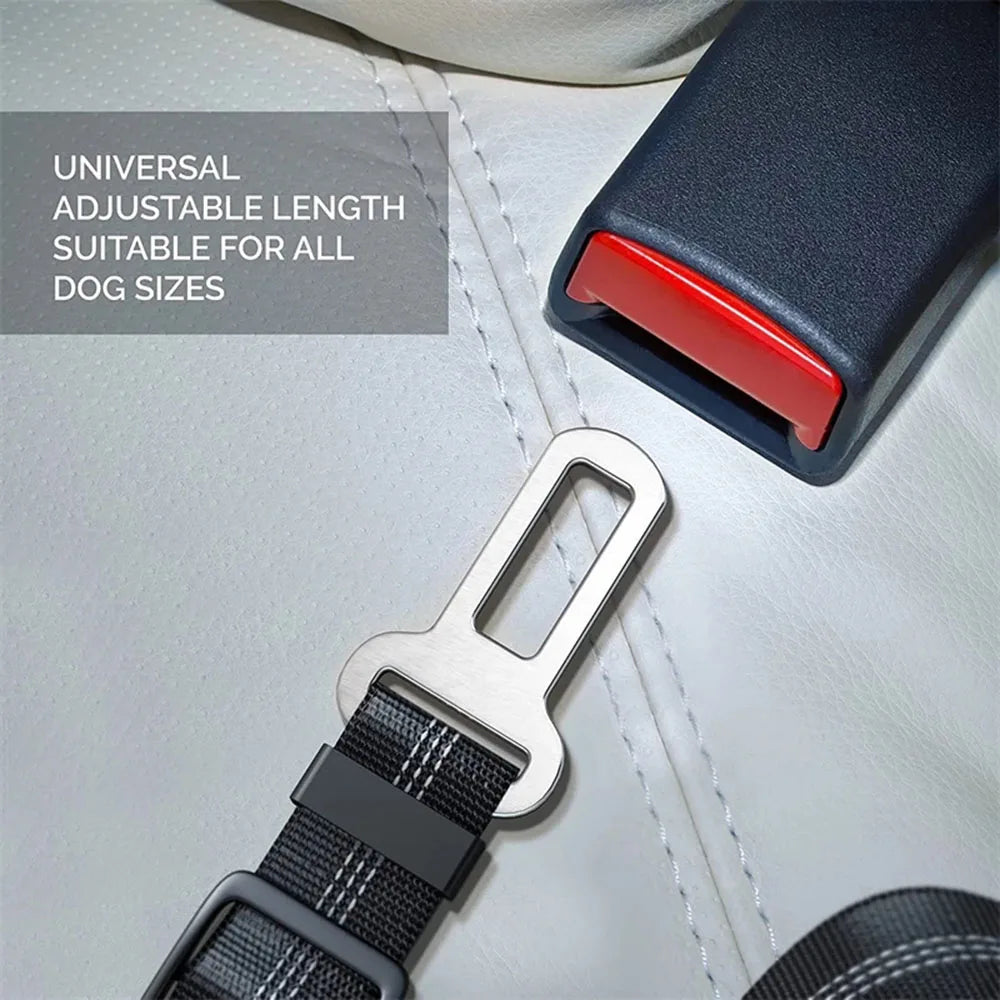 Adjustable Reflective Dog Car Seat Belt – Cushioned Elastic Travel Harness