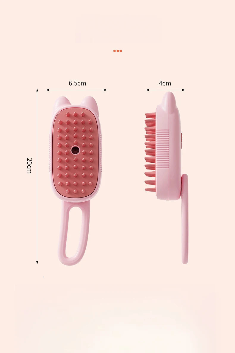 3-in-1 Electric Pet Steam Brush – Spray, Massage & Hair Removal Grooming Comb