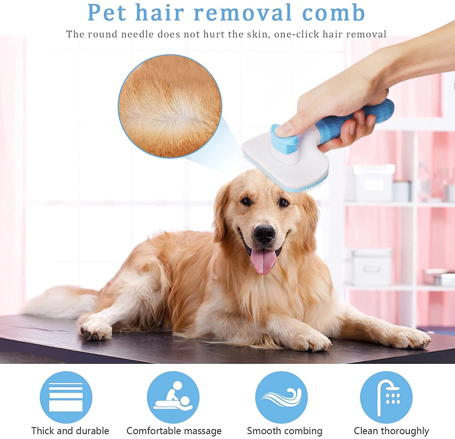 Pet Hair Remover Brush – Grooming Comb for Long-Haired Dogs & Cats