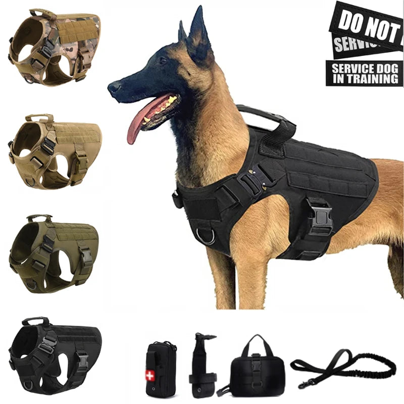 Tactical Dog Harness & Leash Set – Military Training Vest for All Breeds