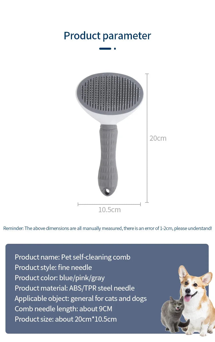 Stainless Steel Pet Grooming Comb – Cat & Dog Brush for Long Hair Care