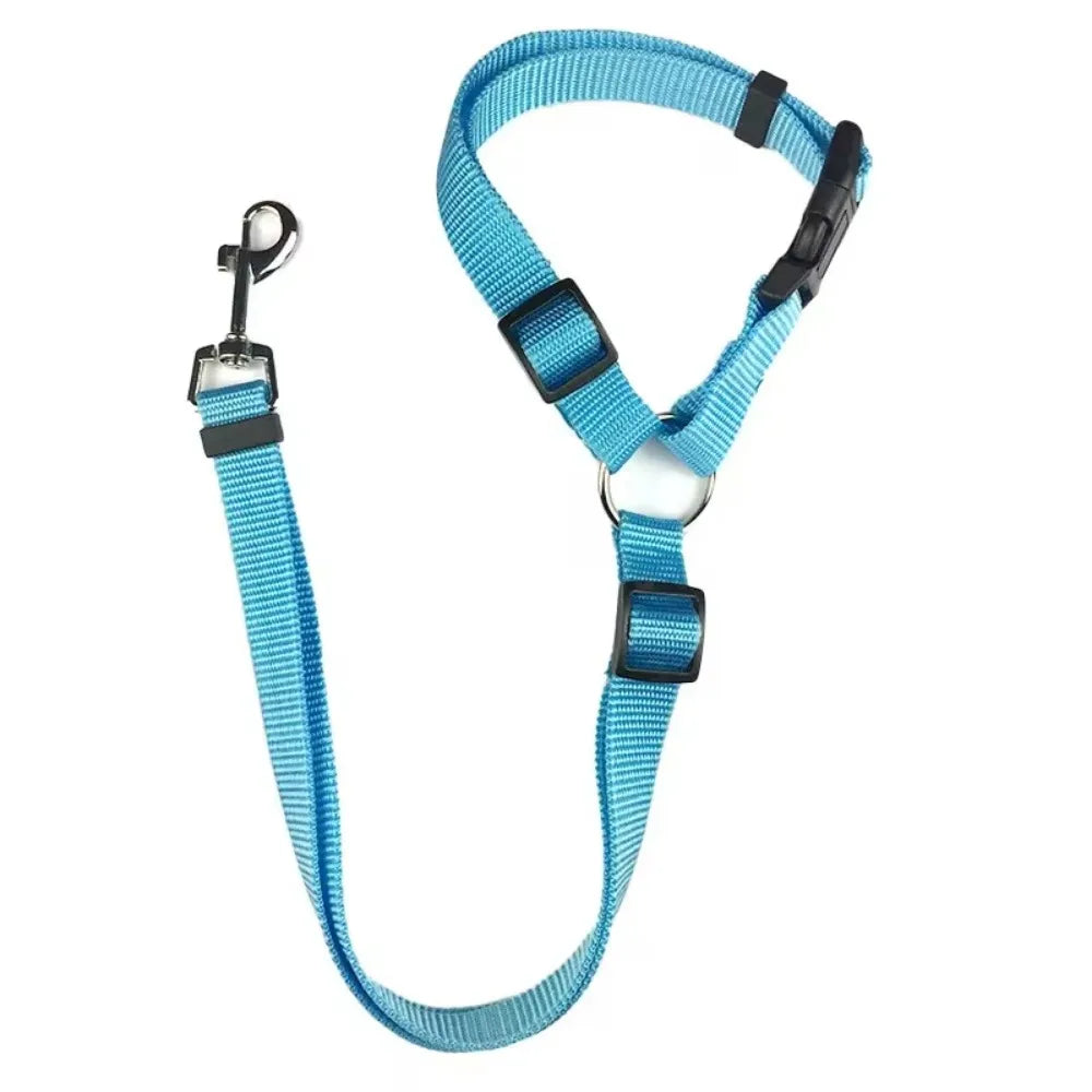 2-in-1 Adjustable Pet Car Seat Belt & Nylon Leash – Solid Color