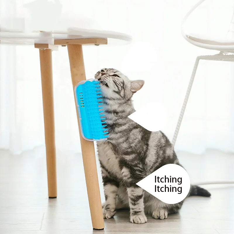 Wall Corner Cat Self-Groomer – Bristle Brush Scratcher with Massaging Arch