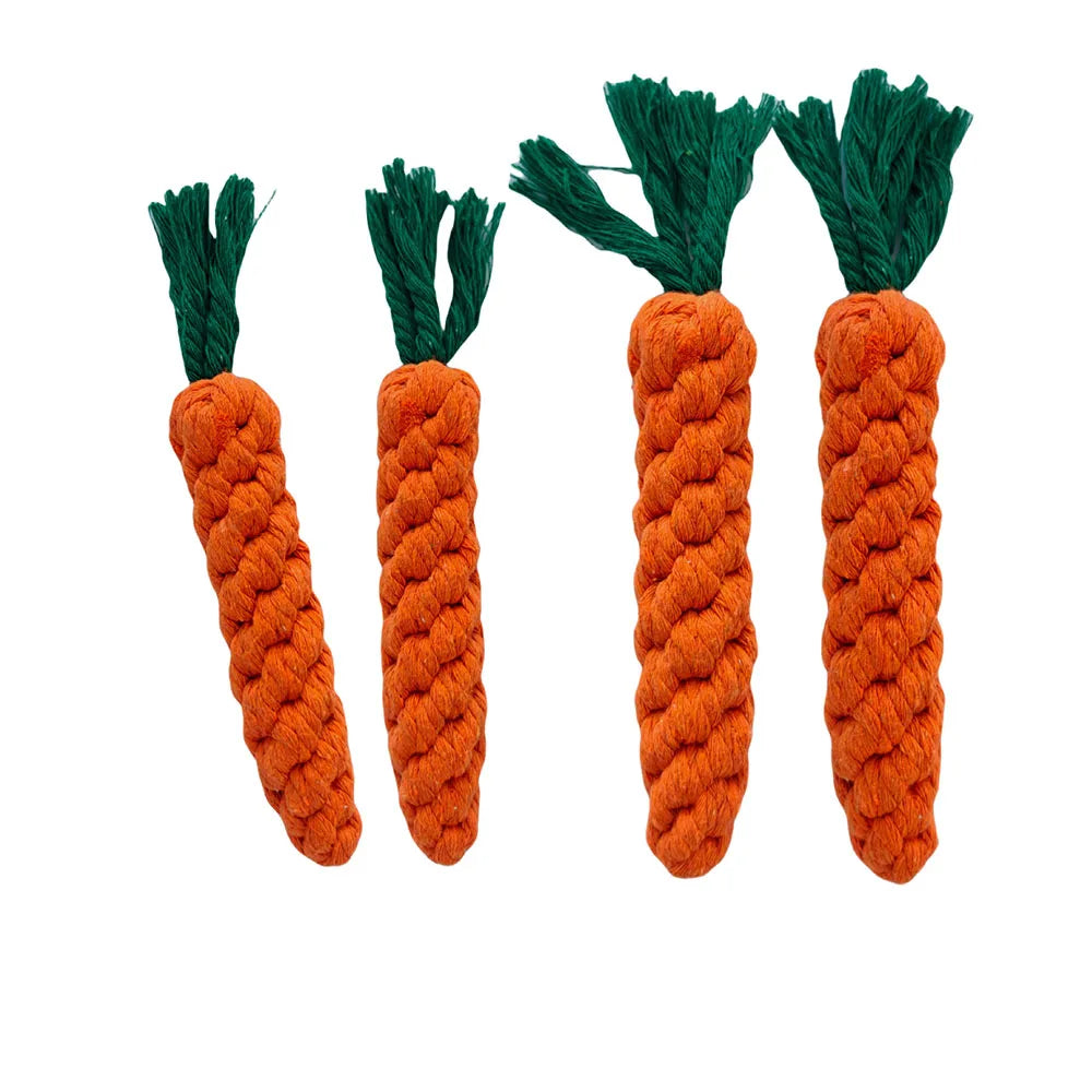 Carrot Rope Dog Chew Toy – Durable Cotton Molar Toy for All Dogs