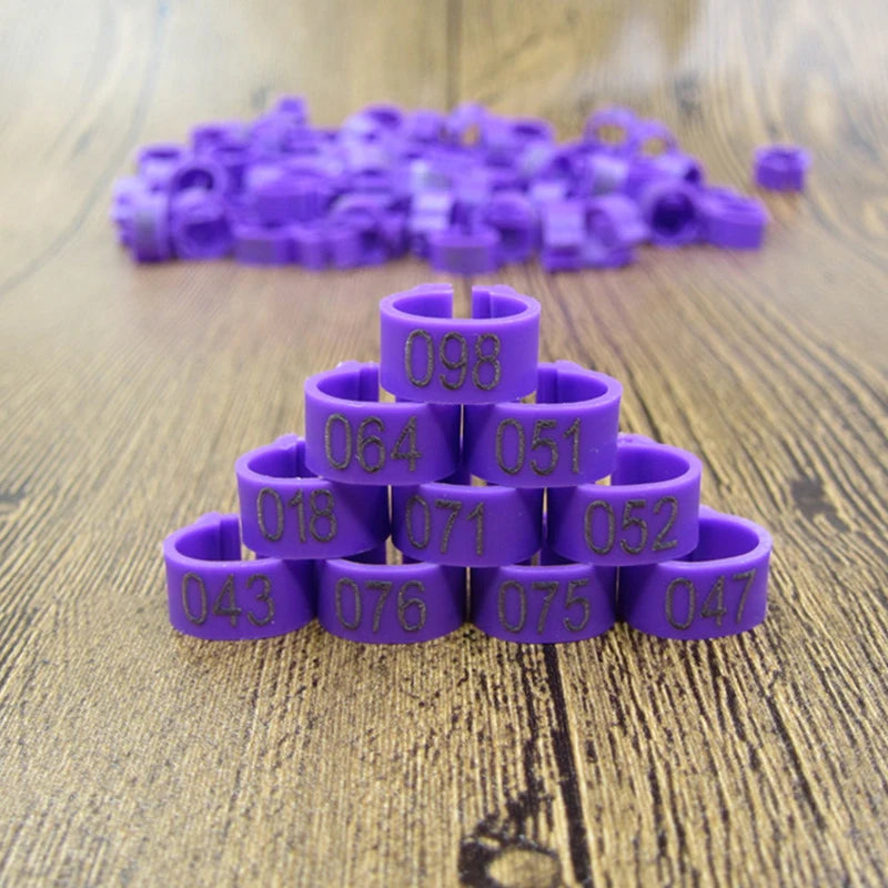 100pcs 8mm Bird ID Clip Rings – Numbered Plastic Leg Bands for Parrots & Pigeons